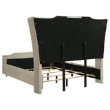 Lorient Queen LED Upholstered Wingback Bed Ivory and Camel | Queen | Ivory | Ivory / Camel | 222661Q