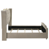 Lorient Queen LED Upholstered Wingback Bed Ivory and Camel | Queen | Ivory | Ivory / Camel | 222661Q