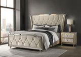Lorient Queen LED Upholstered Wingback Bed Ivory and Camel | Queen | Ivory | Ivory / Camel | 222661Q
