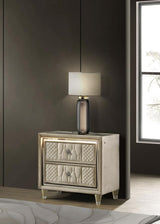 Lorient 2-drawer LED Nightstand with USB Ivory and Camel | Ivory | Ivory / Camel | 222662