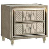 Lorient 2-drawer LED Nightstand with USB Ivory and Camel | Ivory | Ivory / Camel | 222662