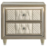 Lorient 2-drawer LED Nightstand with USB Ivory and Camel | Ivory | Ivory / Camel | 222662