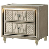 Lorient 2-drawer LED Nightstand with USB Ivory and Camel | Ivory | Ivory / Camel | 222662