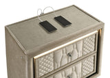 Lorient 2-drawer LED Nightstand with USB Ivory and Camel | Ivory | Ivory / Camel | 222662