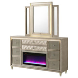 Lorient 8-drawer LED Flame Box Dresser and Mirror Ivory Camel | Beige | Ivory / Camel | 222663FBM