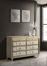 Lorient 8-drawer LED Bedroom Dresser Cabinet Ivory and Camel | Ivory | Ivory / Camel | 222663