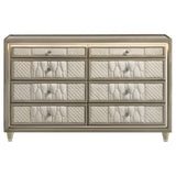 Lorient 8-drawer LED Bedroom Dresser Cabinet Ivory and Camel | Ivory | Ivory / Camel | 222663