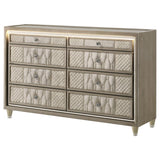 Lorient 8-drawer LED Bedroom Dresser Cabinet Ivory and Camel | Ivory | Ivory / Camel | 222663