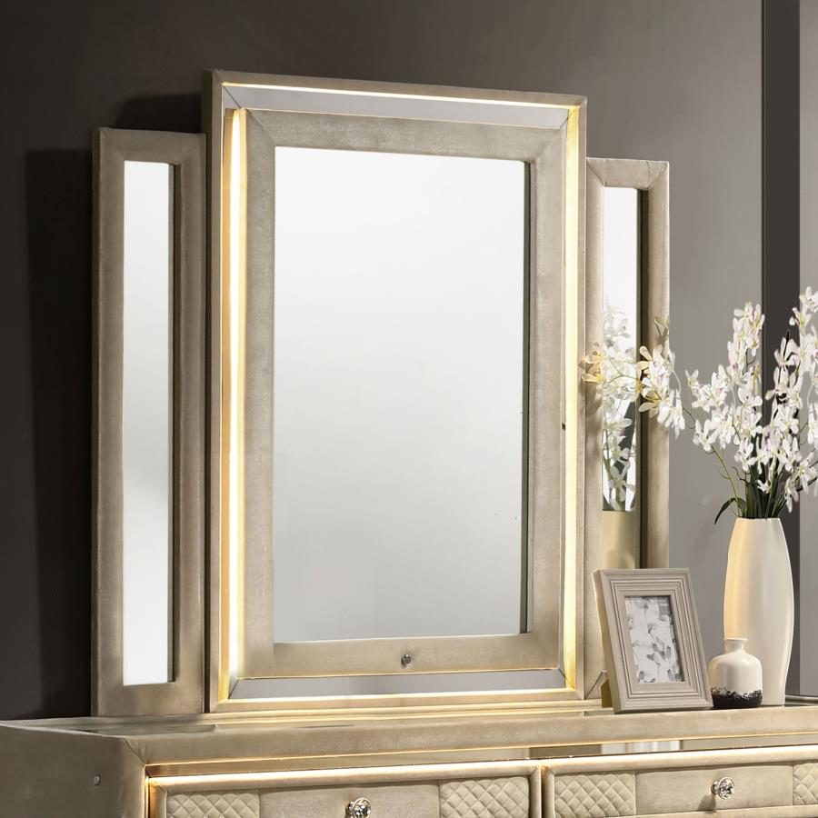 Lorient LED Dresser Mirror Ivory and Camel | Full | Ivory | Ivory / Camel | 222664