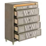 Lorient 5-drawer LED Chest of Drawers Ivory and Camel | Full | Ivory | Ivory / Camel | 222665