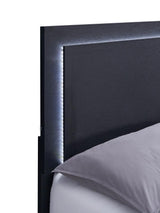 Marceline Wood Eastern King LED Panel Bed Black | Black | 222831KE