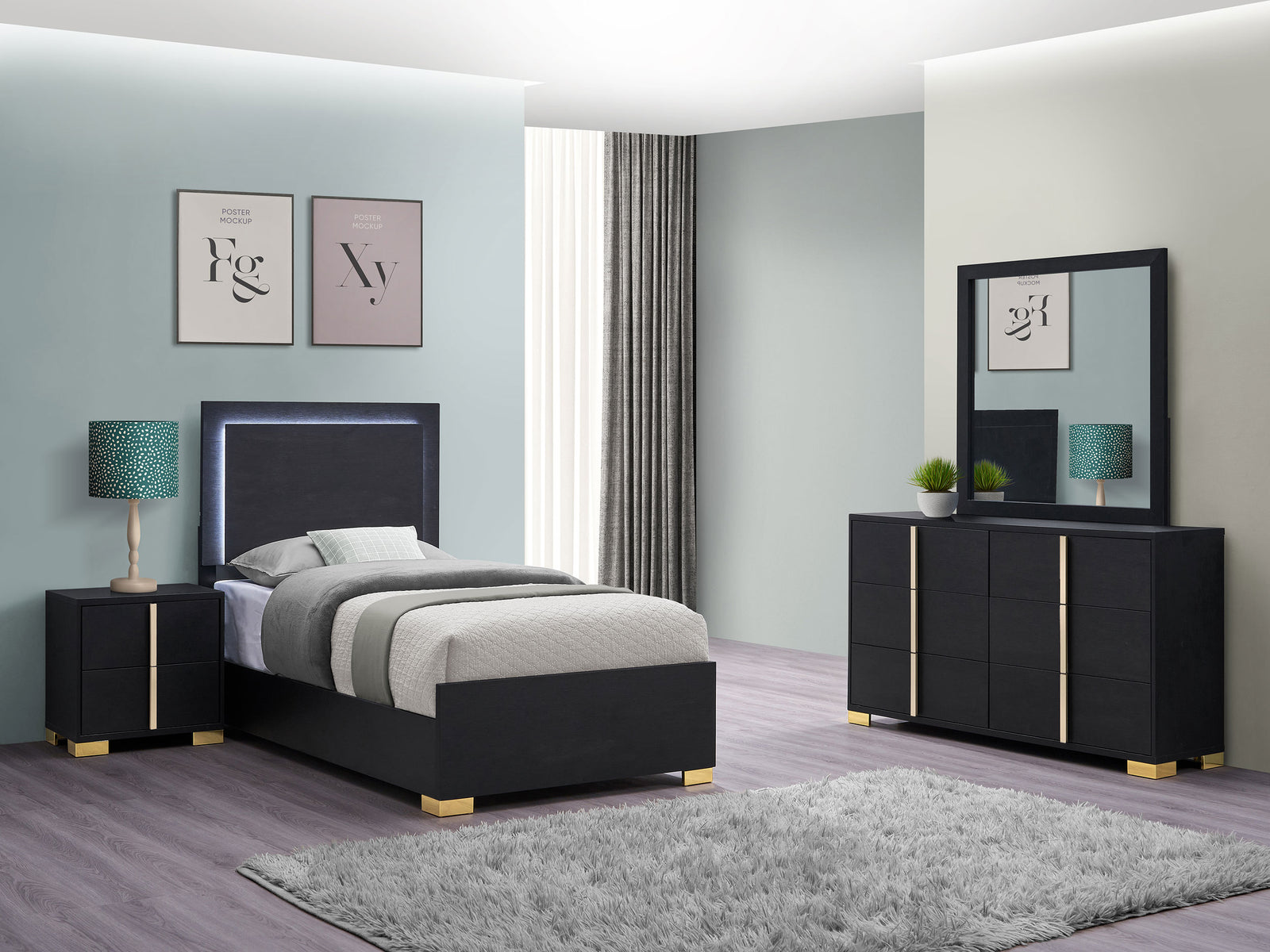 Marceline 4-piece Twin Bedroom Set Black | Twin / 4-piece | 222831T-S4