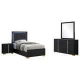 Marceline 4-piece Twin Bedroom Set Black | Gallery | 222831T-S4 222831F-S4 222831Q-S4 222831KE-S4 222831T-S5 222831F-S5 222831Q-S5 222831KE-S5