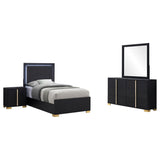 Marceline 4-piece Twin Bedroom Set Black | Gallery | 222831T-S4 222831F-S4 222831Q-S4 222831KE-S4 222831T-S5 222831F-S5 222831Q-S5 222831KE-S5