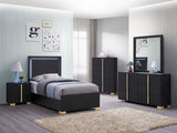 Marceline Wood Twin LED Panel Bed Black | Twin | Black | 222831T