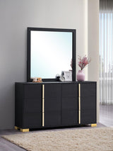 Marceline 6-drawer Dresser with Mirror Black | Black | 222833M