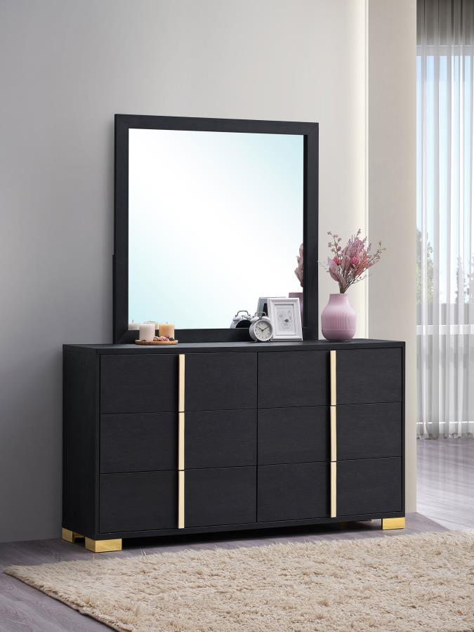 Marceline 6-drawer Dresser with Mirror Black | Black | 222833M