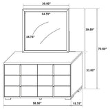 Marceline 6-drawer Dresser with Mirror Black | Black | 222833M