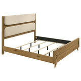 Bennett 78-inch Eastern King Upholstered Panel Bed Cream and Light Oak | Eastern King | Beige | Light Oak | 222901KE