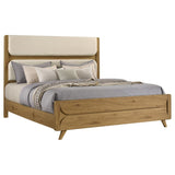 Bennett 78-inch Eastern King Upholstered Panel Bed Cream and Light Oak | Eastern King | Brown | Light Oak | 222901KE