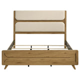 Bennett 78-inch Eastern King Upholstered Panel Bed Cream and Light Oak | Eastern King | Beige | Light Oak | 222901KE