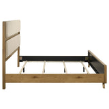 Bennett 78-inch Eastern King Upholstered Panel Bed Cream and Light Oak | Eastern King | Beige | Light Oak | 222901KE