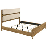 Bennett 78-inch California King Upholstered Panel Bed Cream and Light Oak | Beige | Light Oak | 222901KW