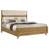 Bennett 78-inch California King Upholstered Panel Bed Cream and Light Oak | Beige | Light Oak | 222901KW