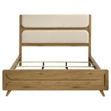 Bennett 78-inch California King Upholstered Panel Bed Cream and Light Oak | Beige | Light Oak | 222901KW