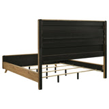 Bennett 78-inch California King Upholstered Panel Bed Cream and Light Oak | Beige | Light Oak | 222901KW