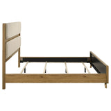 Bennett 78-inch California King Upholstered Panel Bed Cream and Light Oak | Beige | Light Oak | 222901KW