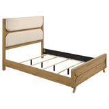 Bennett 63-inch Queen Upholstered Panel Bed Cream and Light Oak | Queen | Beige | Light Oak | 222901Q