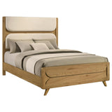 Bennett 63-inch Queen Upholstered Panel Bed Cream and Light Oak | Queen | Brown | Light Oak | 222901Q