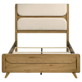 Bennett 63-inch Queen Upholstered Panel Bed Cream and Light Oak | Queen | Brown | Light Oak | 222901Q