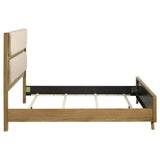 Bennett 63-inch Queen Upholstered Panel Bed Cream and Light Oak | Queen | Beige | Light Oak | 222901Q