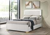Marceline Wood LED Panel Bed White