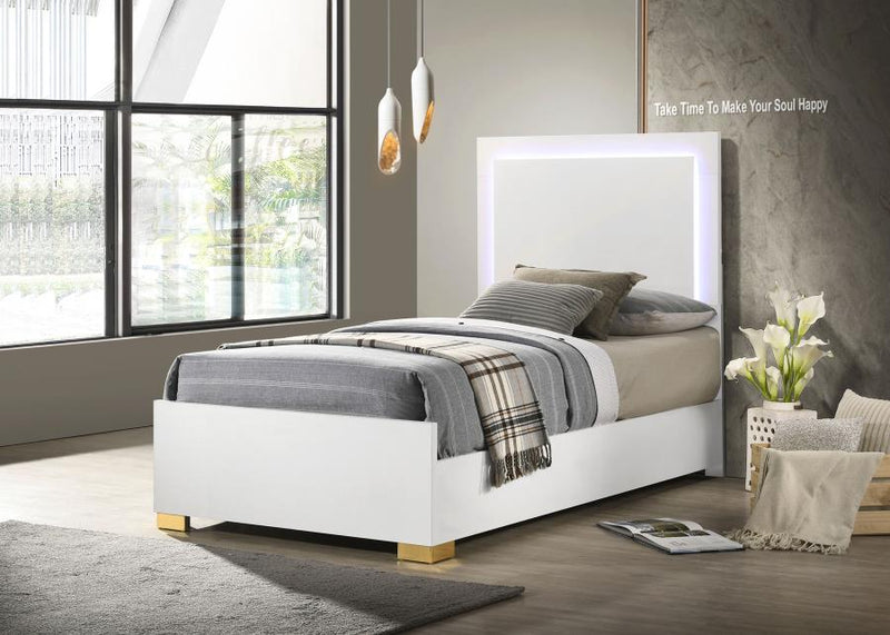 Marceline Wood LED Panel Bed White