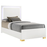 Marceline Wood Twin LED Panel Bed White | Twin | White | 222931T