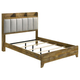 Henderson 57-inch Eastern King Bookcase Panel Bed Medium Oak | Brown | Medium Oak / Light Grey | 222971KE