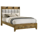 Henderson 57-inch Eastern King Bookcase Panel Bed Medium Oak | Brown | Medium Oak / Light Grey | 222971KE