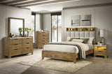 Henderson 57-inch Eastern King Bookcase Panel Bed Medium Oak | Brown | Medium Oak / Light Grey | 222971KE