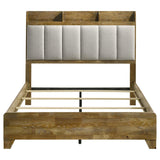 Henderson 57-inch Queen Bookcase Panel Bed Medium Oak | Queen | Brown | Medium Oak / Light Grey | 222971Q