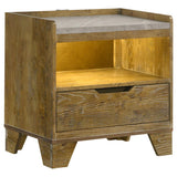 Henderson 1-drawer LED Nightstand Bedside Table Medium Oak | Brown | Medium Oak | 222972