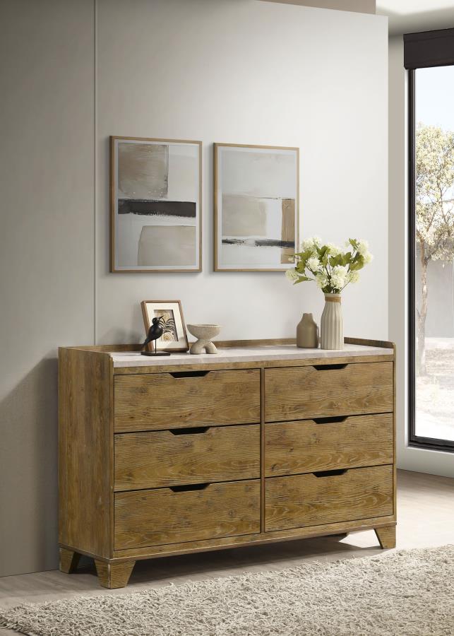 Henderson 6-drawer Bedroom Dresser Cabinet Medium Oak | Brown | Medium Oak | 222973