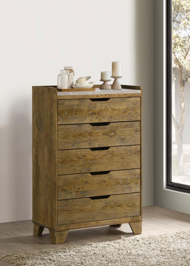 Henderson 5-drawer Bedroom Chest of Drawers Medium Oak | Brown | Medium Oak | 222975