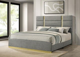 Ines 56-inch Fabric Upholstered Eastern King Panel Bed Grey | Grey | 223091GRYKE