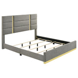 Ines 56-inch Fabric Upholstered Eastern King Panel Bed Grey | Grey | 223091GRYKE