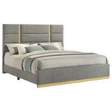 Ines 56-inch Fabric Upholstered Eastern King Panel Bed Grey | Grey | 223091GRYKE