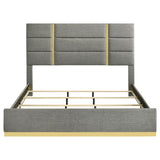 Ines 56-inch Fabric Upholstered Eastern King Panel Bed Grey | Grey | 223091GRYKE