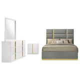 Ines 4-piece Queen Bedroom Set Grey and White High Gloss | Gallery | 223091GRYQ-S4 223091NVYQ-S4 223091GRYKE-S4 223091NVYKE-S4 223091GRYQ-S5 223091NVYQ-S5 223091GRYKE-S5 223091NVYKE-S5